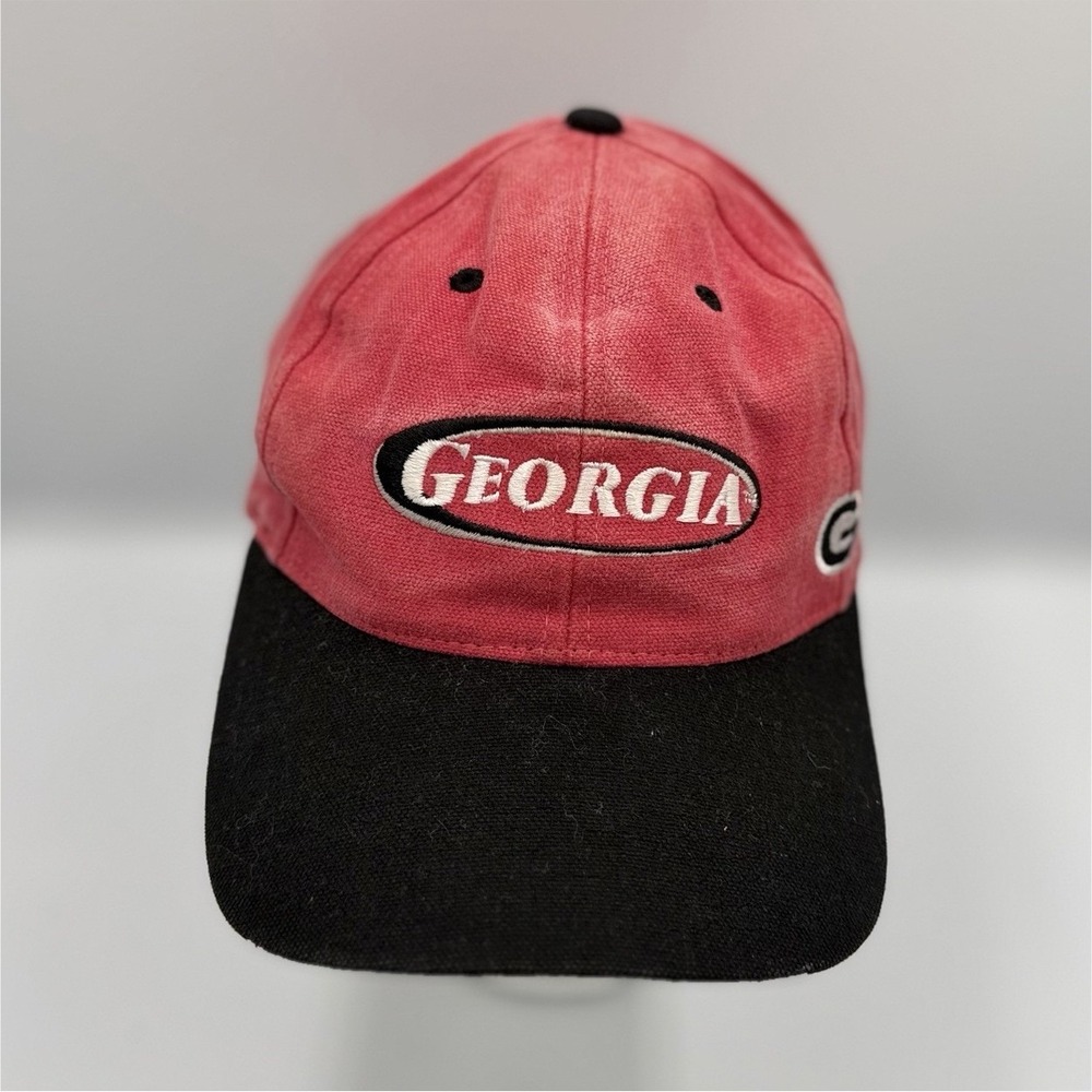 Vintage Georgia Bulldogs Twins Enterprise Strapback Hat Red Black UGA NCAA Cap